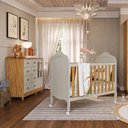 Ver imagem 1 de Quarto de Bebê com Berço Minicama e Cômoda 1 Porta Janelada 100% MDF Maya Clássico Espresso Móveis Bege/Off White/Amêndoa