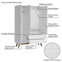 Ver imagem 2 de Guarda Roupa Infantil Retrô 3 Portas 2 Gavetas Sonhare