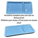Ver imagem 2 de Kit 12 Pratos Sushi com Divisória para Shoyu Porcelana Sapporo Azul Mesclado Mesa Oriental