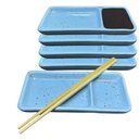 Ver imagem 1 de Kit 12 Pratos Sushi com Divisória para Shoyu Porcelana Sapporo Azul Mesclado Mesa Oriental