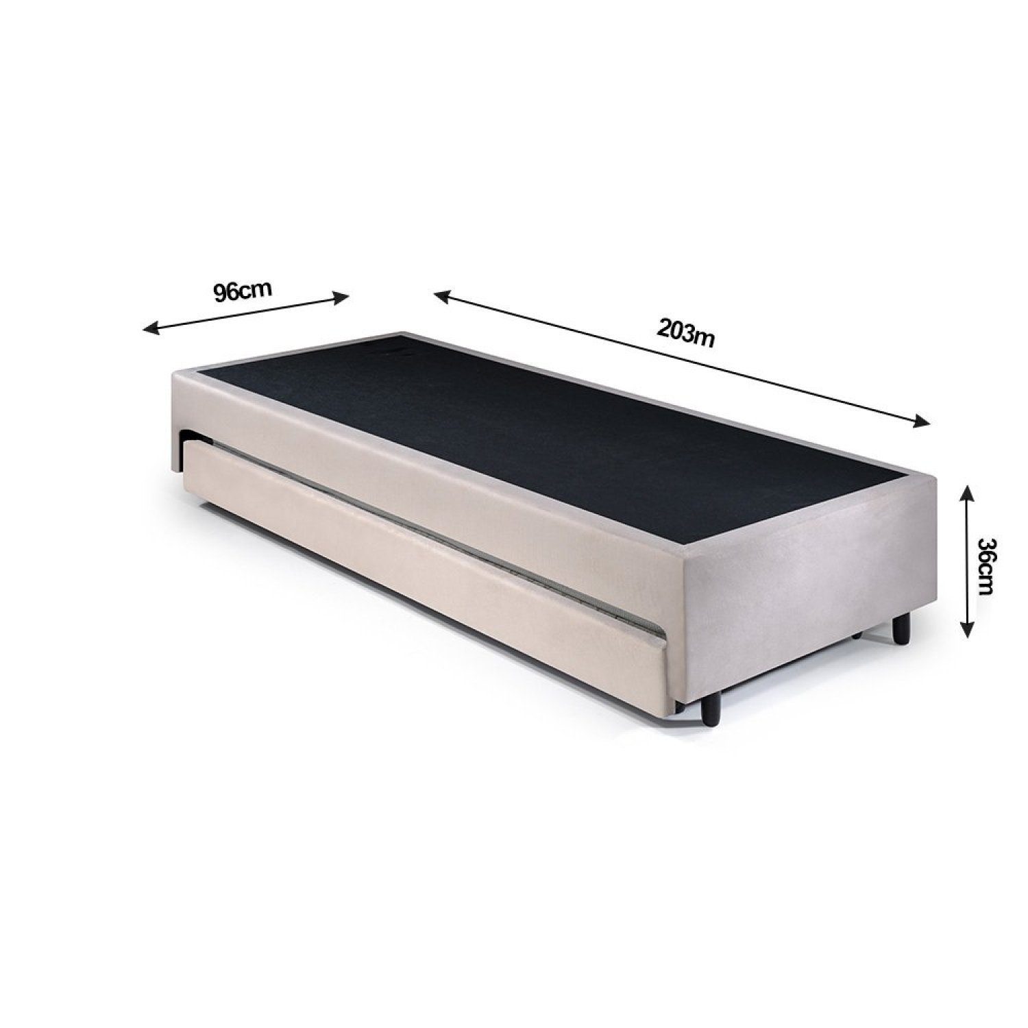 Base Box Solteiro King com Cama Auxiliar 96x203x28cm - 2