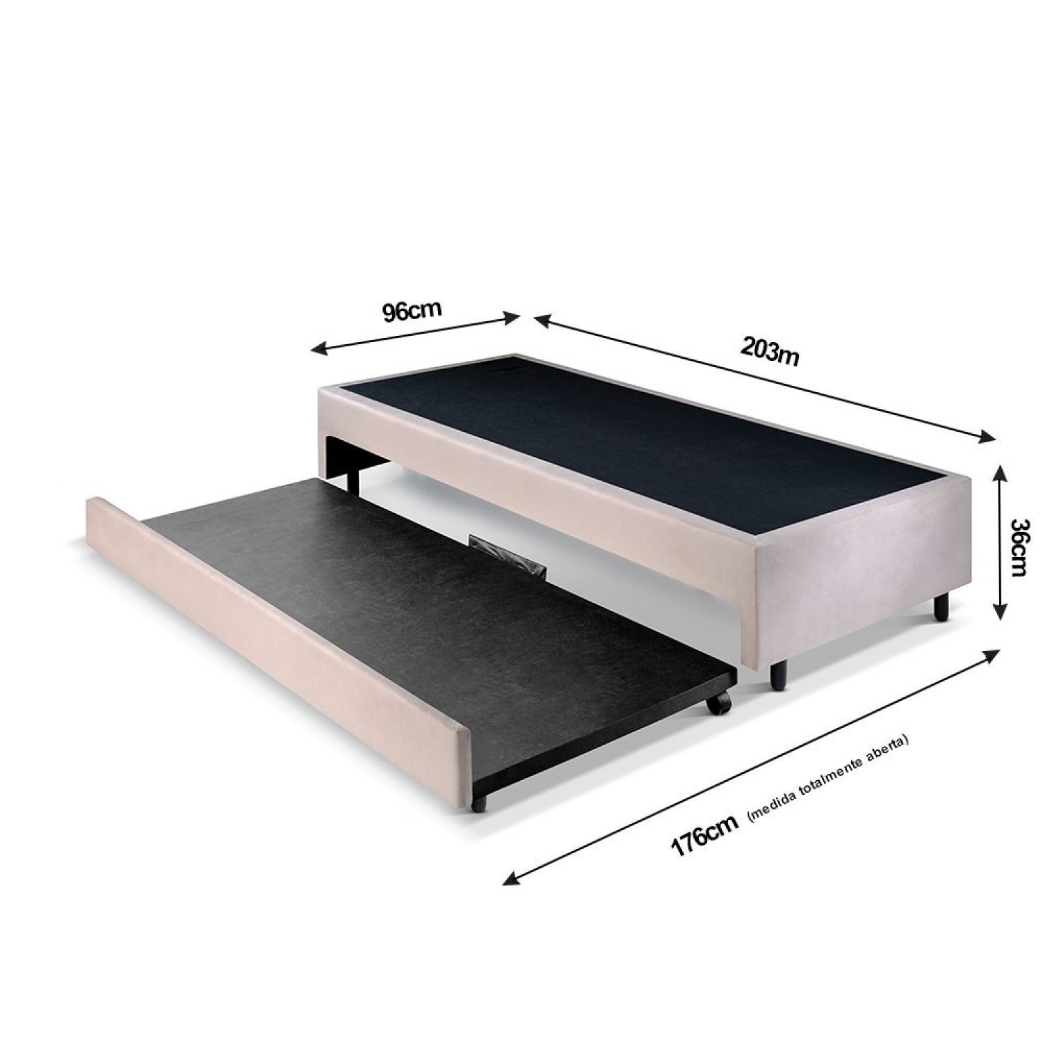 Base Box Solteiro King com Cama Auxiliar 96x203x28cm - 3