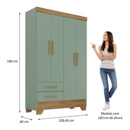 Quarto de Bebê Completo Guarda Roupa 4 Portas 2 Gavetas com Cômoda e Berço Lily Espresso Móveis - 9