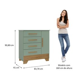 Quarto de Bebê Completo Guarda Roupa 4 Portas 2 Gavetas com Cômoda e Berço Lily Espresso Móveis - 10