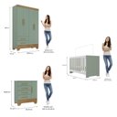 Ver imagem 3 de Quarto de Bebê Completo Guarda Roupa 4 Portas 2 Gavetas com Cômoda e Berço Lily Espresso Móveis Verde/Fosco/Nature