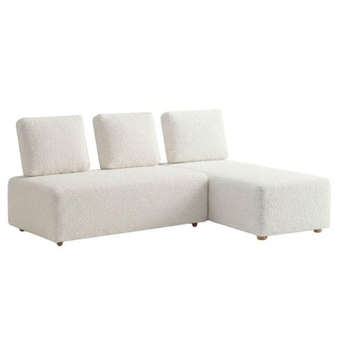 Sofa Modular 2 Lugares e Chaise Block Pes Madeira Boucle Tce 1010 Moll