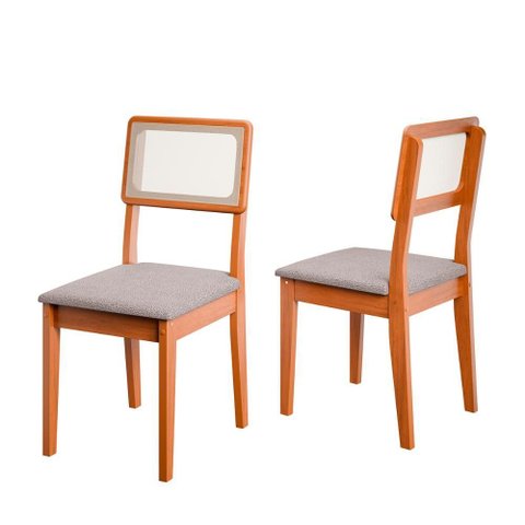 Conjunto de 2 Cadeiras de Jantar Santiago em Tecido Boucle Cinamomo/nevoa Boucle