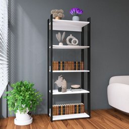 Estante Com Prateleiras De Madeira P/ Livros Sala Quarto Branca AJL STORE Estante Multiuso Industria - 1