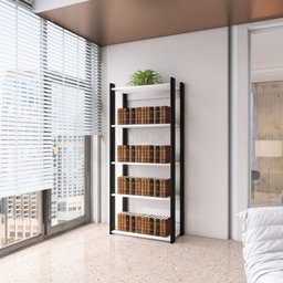 Estante Com Prateleiras De Madeira P/ Livros Sala Quarto Branca AJL STORE Estante Multiuso Industria - 3