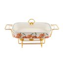 Ver imagem 1 de Rechaud Caçarola em Porcelana Branca Florido 43cm para Mesa Posta