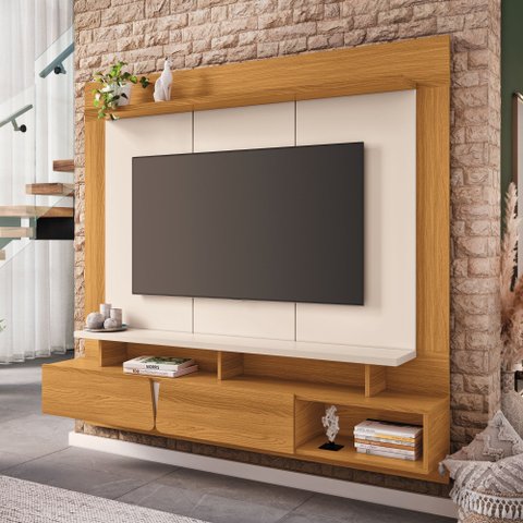 Painel TV 60" Home Astrea 160 cm Orgânico Portas em Detalhe Curvos H01- D'Rossi