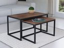 Ver imagem 1 de Conjunto Mesa De Centro Industrial 65cm e 60cm Aço Preto Duo Madeira Imbuia Don Castro Decor Industr