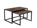 Ver imagem 2 de Conjunto Mesa De Centro Industrial 65cm e 60cm Aço Preto Duo Madeira Imbuia Don Castro Decor Industr