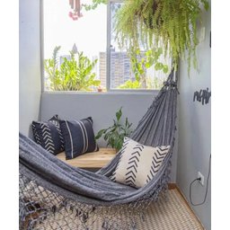 Rede de Dormir Casal Balanço de Algodão Reforçada 3,60m X 1,50m Varias Cores:cinza Mesclado - 1