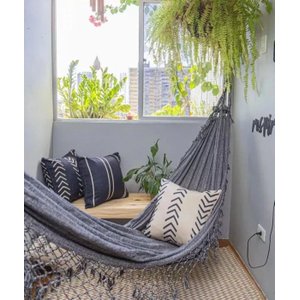 Rede de Dormir Casal Balanço de Algodão Reforçada 3,60m X 1,50m Varias Cores:cinza Mesclado