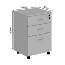 Ver imagem 2 de Gaveteiro Volante 03 Gav. 0,67x0,46x0,40m - Cor Roma - 23607