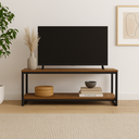 Ver imagem 1 de Rack Estilo Industrial Aço e Madeira Sala Marrom Base Marrom