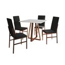 Ver imagem 2 de Conjunto de Jantar Mesa Mônaco Premium 90cm Branca com 4 Cadeiras Estofadas Pretas Base Cobre