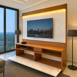 Rack com Painel Ripado Liso para Tv 70 Polegadas Rio Led