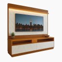 Ver imagem 3 de Rack Painel Ripado para TV até 70 Polegadas com LED 182cmx172cm Liso Rio Marrom Madeirado/Mármore