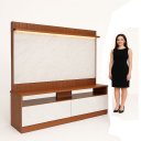 Ver imagem 6 de Rack Painel Ripado para TV até 70 Polegadas com LED 182cmx172cm Liso Rio Marrom Madeirado/Mármore