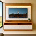 Ver imagem 5 de Rack Painel Ripado para TV até 70 Polegadas com LED 182cmx172cm Liso Rio Marrom Madeirado/Mármore