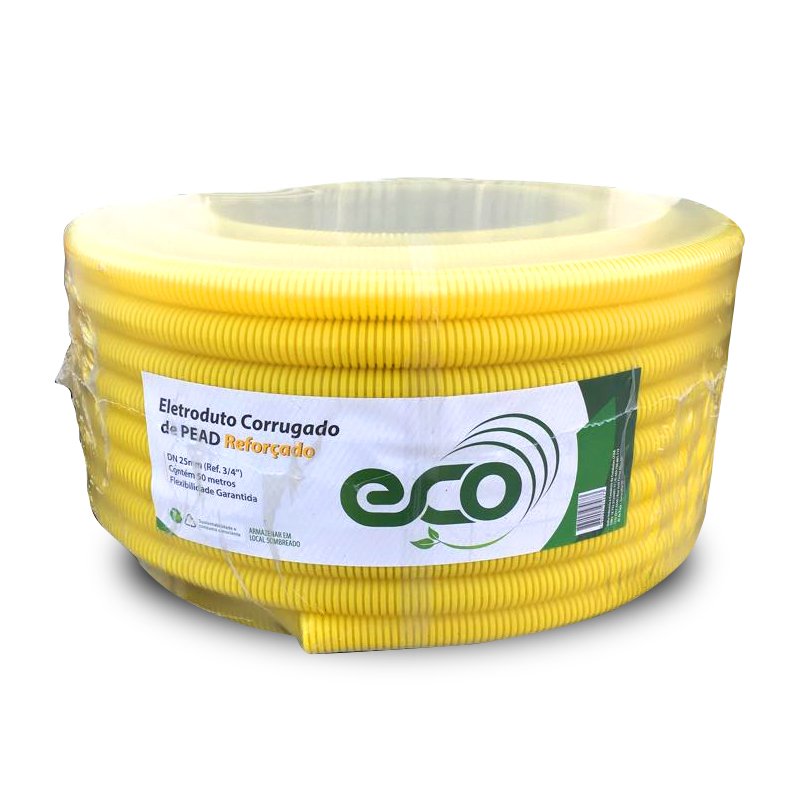 Eletroduto Conduite Corrugado Pead ECO 3/4 50mt Amarelo | MadeiraMadeira