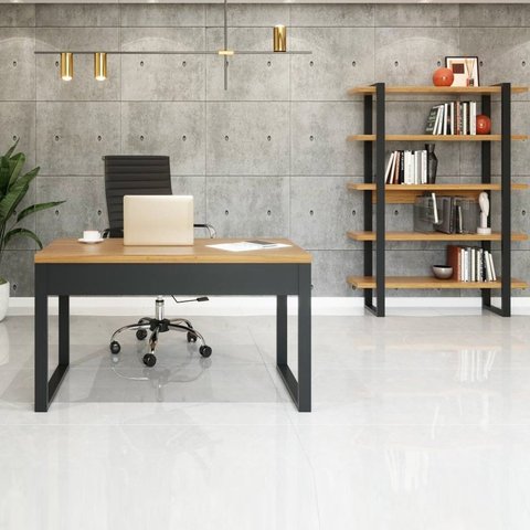 Kit Mesa de Escritório com Estante para Livros 100% Mdf