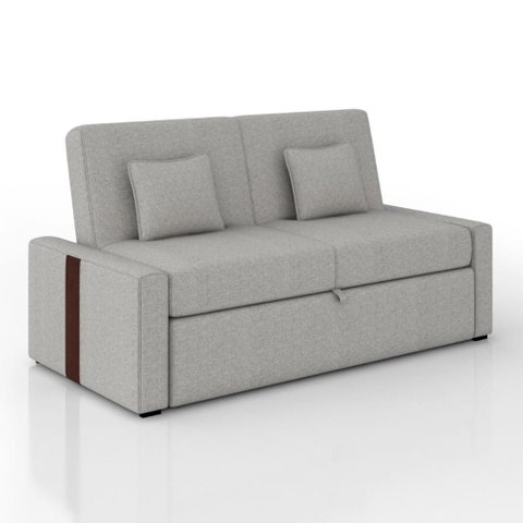 Sofá Cama Retrátil 2 Lugares 145 Linho Charlotte Matrix Cor:sintetico e Linho Cinza Claro