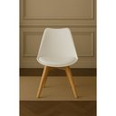 Ver imagem 3 de Mesa de Jantar Redonda com 4 Cadeiras Brancas Base Madeira Moderna