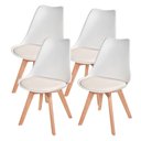 Ver imagem 5 de Mesa de Jantar Redonda com 4 Cadeiras Brancas Base Madeira Moderna