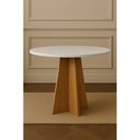 Ver imagem 2 de Mesa de Jantar Redonda com 4 Cadeiras Brancas Base Madeira Moderna
