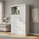 Ver imagem 4 de Cômoda Multiuso 6 Gavetas 1 Porta com Prateleiras Atena