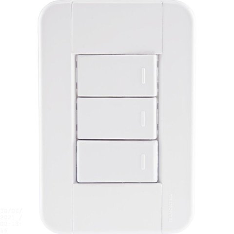 Conjunto 4x2 com 3 Interruptores Simples 10 a 250 V Tramontina Tablet Branco Tramontina