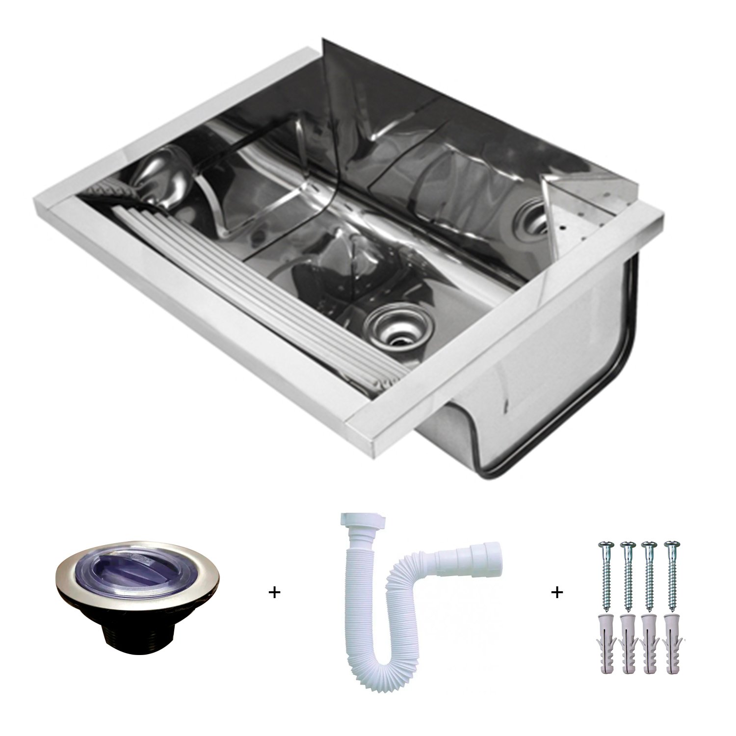 Tanque de Lavanderia Inox 35 Litros de Parede - Kit Completo - 3