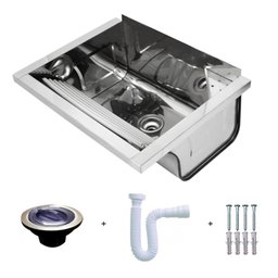 Tanque de Lavanderia Inox 35 Litros de Parede - Kit Completo - 3