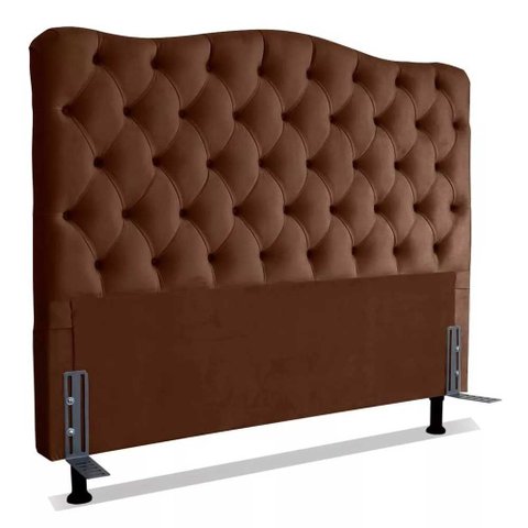 Cabeceira Cama Queen Size Box Casal Estofada 1,6 m Realeza:Corino Marrom