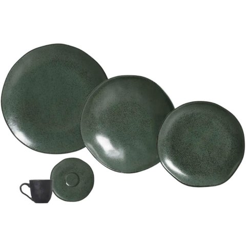 Aparelho de Jantar Porto Brasil Orgânico Arauco 30 Peças Cerâmica Stoneware Verde Mesa Posta