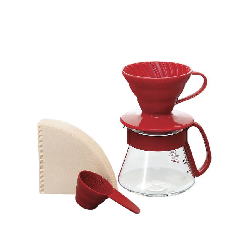 Kit Cafeteira em Cerâmica Hario V60-01 Vermelho - Vds-3012r - 4