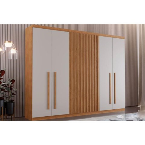 Guarda Roupa Casal 6 Portas e 4 Gavetas Denver Naturale-off White Rufato