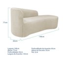 Ver imagem 3 de Recamier Curvo Orgânico 140cm 2 Lugares Lado Direito para Sala Estar Bouclé Paris Bege