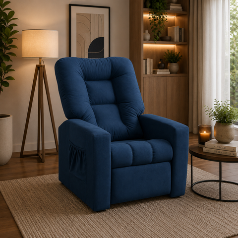 Poltrona do Papai Reclinável Tais Suede Azul