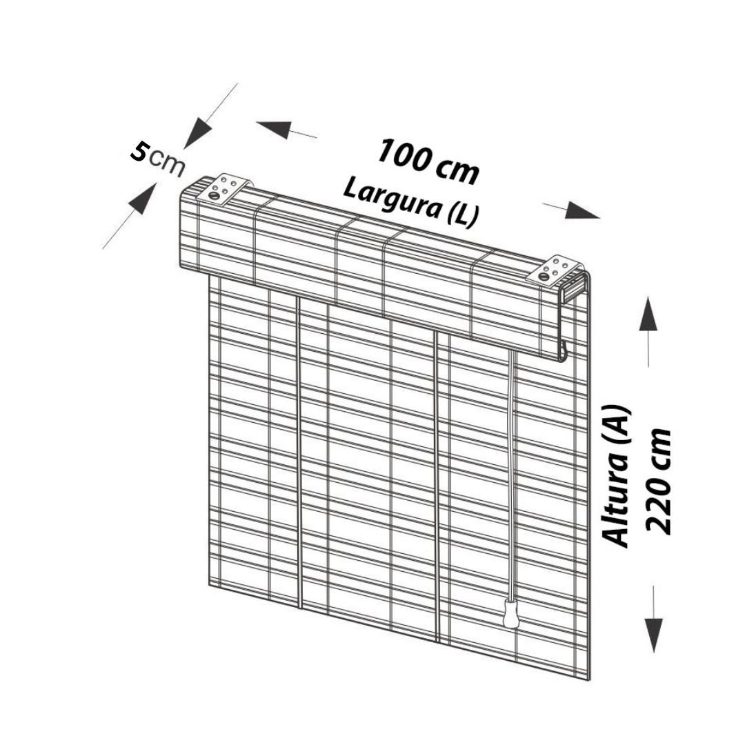 Persiana Bambu Romana Tabaco 100 (L) X 220 (A) cm Cortina Madeira C/ Bandô 1,00 x 2,20 Marrom Escuro - 10