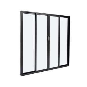 Porta de Correr em Alumínio 04 Folhas Vidros Temperados Preto - 210x200