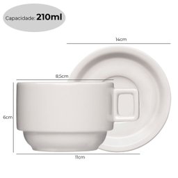 Xícara de Café com Pires 210ml Bar Hotel Germer em Porcelana Branca - 3