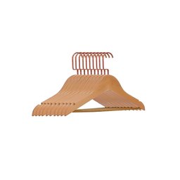 Kit 100 Cabides de Madeira Marfim com Barra e Gancho Luxo Rose – Alta Resistência e Sofisticação - 1