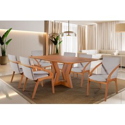Sala de Jantar Moderna Laminada 6 Cadeiras 2,0x1,0m - Jade - Harmonia Salas - 1
