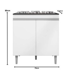 Balcão Para Cooktop Armário De Cozinha Andréia - AJL Móveis - Branco - 3