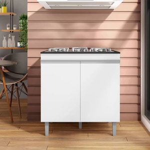Balcão Para Cooktop Armário De Cozinha Andréia - AJL Móveis - Branco