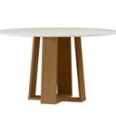 Ver imagem 7 de Conjunto Sala de Jantar Mesa Tampo Redondo Vidro/MDF Isabela 135cm com 6 Cadeiras Amanda Marrom/Ypê/Cinza
